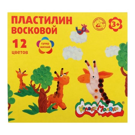 Plasticine soft (wax) 12 colors 180 g "Kalyaka-Malyak", with a stack