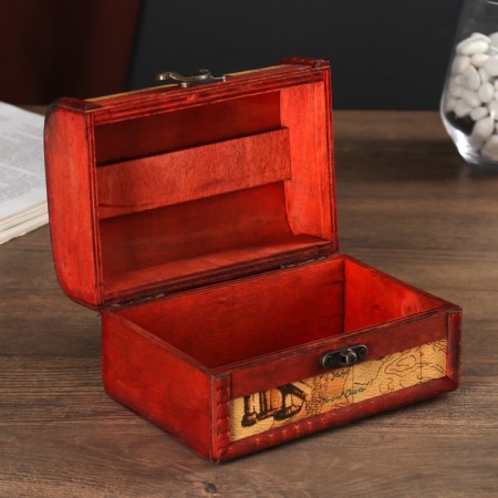 Casket wood chest "Wanderer map" 10.5x15x9 cm-1