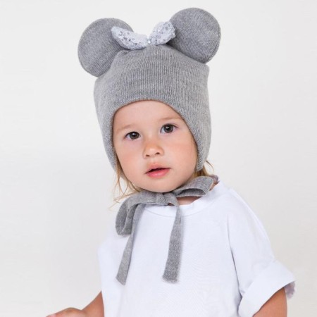 Hat for girls, color gray melange, size 46-50
