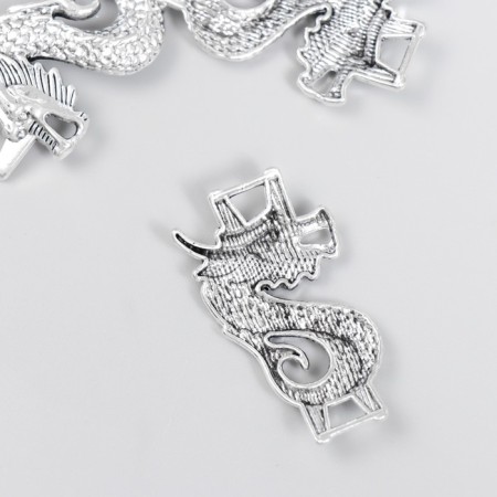 Connector for creativity Metal 2 ears "Chinese dragon" silver 3.6x2 cm-1