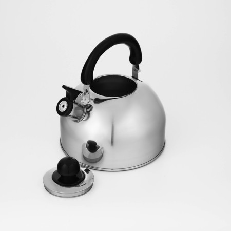 A kettle with a stainless steel whistle “Black Night”, 3 l, fixed handle, chrome color-5