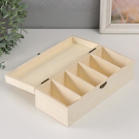 Casket Wood for painting with divisions "rectangular" locking buckle 26x11x8 cm-2