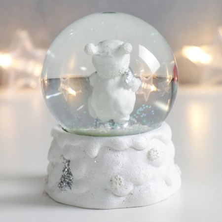 Souvenir Polystone Water Ball "Snowman in a hat with pompom" 7x6.7x8.8 cm-3