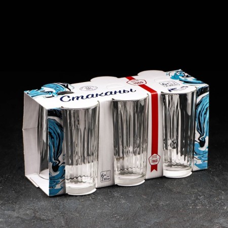 Set of high glass glasses “Reflection”, 230 ml, 6 pcs-2