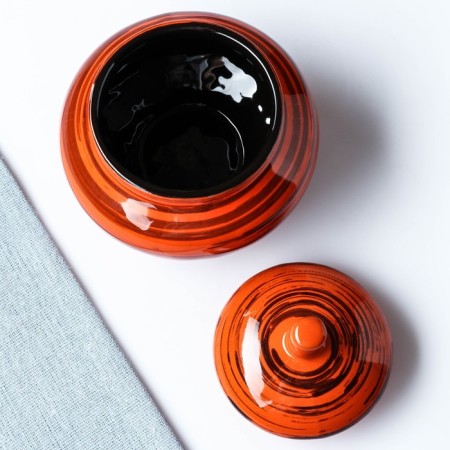 Sugar "Ornament" 0.35l / 11x11cm, orange strip-2