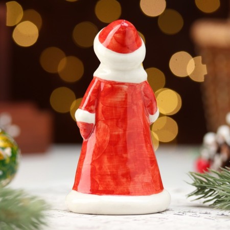 Souvenir "Snow Maiden Metel", Red fur coat, 11 cm, porcelain-2