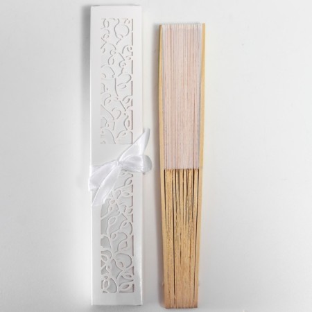 Fan bamboo, textiles h = 21 cm "monocet" in a box, white-7