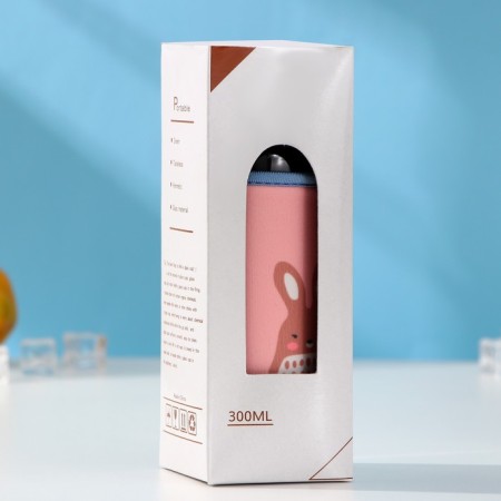 A glass bottle in the case "Funny beasts", 300 ml, h = 17 cm, Mix color-4