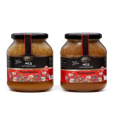 Honey Altai Vygravye natural Flower, 2 banks at 1000 g