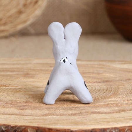 Souvenir "Bunny", white, gray, 3.5 × 4 × 5.5 cm, Kargopol toy, mix-3