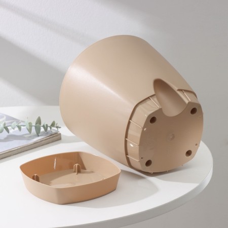 Flower pot with basal watering amsterdam, 4 l, color milk chocolate-4