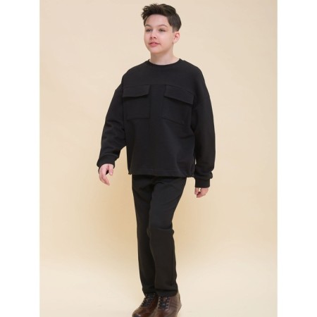 Sweatshirt for boys, height 140 cm, black color-11