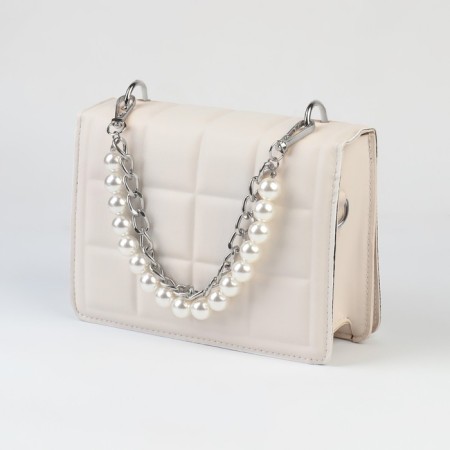 A chain for a bag, with pearls, d = 13 ± 1 mm, 2.3 × 16 × 11.5 mm, 29 ± 1 cm, silver color-2