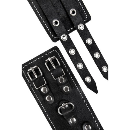 Shackles with two belts and a red lining Pecado BDSM, leather, black-6