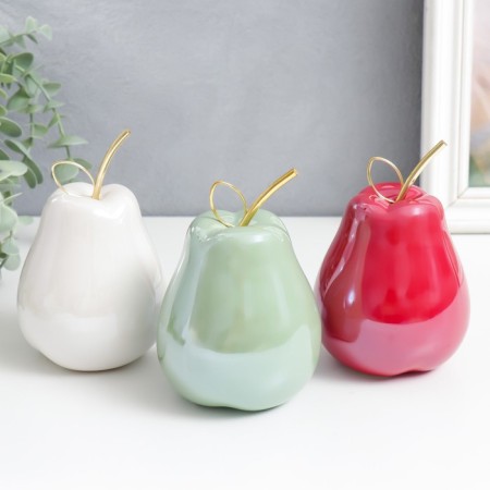 Souvenir ceramics, metal "pear pearl with a twig" mix 7.5x7.5x13.5 cm