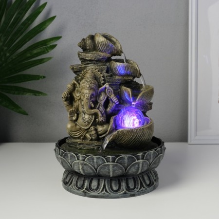 The desktop fountain from the network, the backlight "Ganesha - Mudra Abhai" Gray 20.5x20.5x26.5 cm