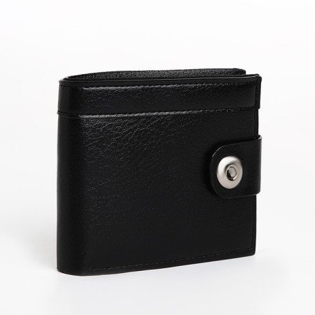 Male purse for magnet, department for bills, for maps, for coins, black color