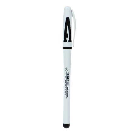 Gel pen, 0.5 mm, black, white body, with a rubber holder-2