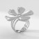 Ring metal "Flower" sakura, white color in silver, dimensionless