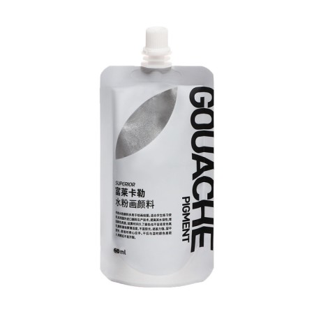 Artistic gouache 60-70 ml, in Doy-pack with a lid, silver