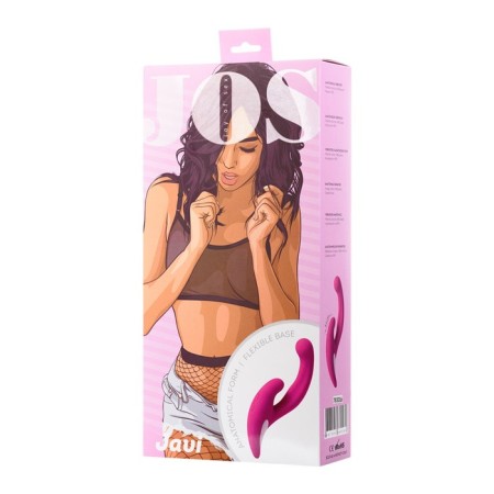 Ergonomic vibrator for double stimulation Jos Javi, silicone, pink, 22 cm-1