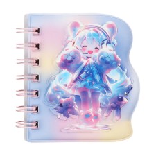 Notebook Gift Book on the comb 80l, line, color block, cover. 3D anime (10.2x10.5cm) 10539