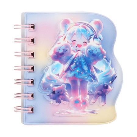 Notebook Gift Book on the comb 80l, line, color block, cover. 3D anime (10.2x10.5cm) 10539