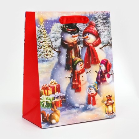 Gift, laminated, "snowmen", 18 x 23 x 10 cm-1