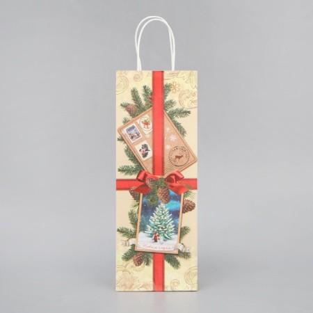 Package for the bottle "Post", 13 x 36 x 10 cm, New Year-3