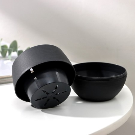 Pot for flowers with the Podon "Japan", 125 ml, d = 8 cm, h = 6.5 cm, graphite color-2