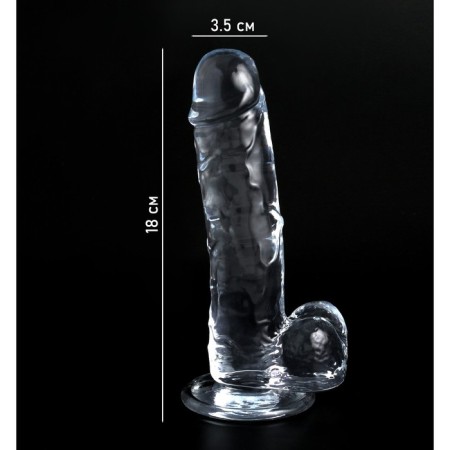 Falloimitator Oka-Khpoki, realist, on the suction cup, gel, 18 x 3.5 cm, transparent-5