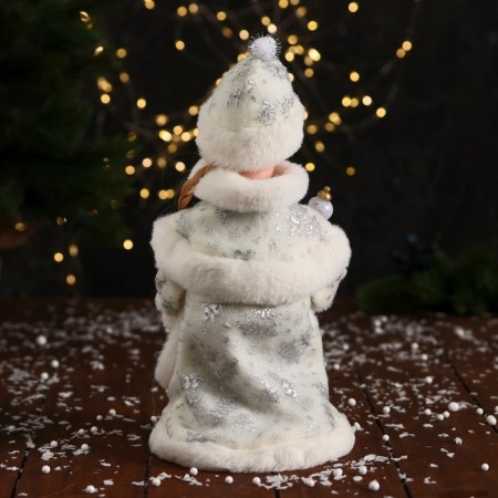 Snow Maiden "Fluffy fur coat with a bow and a flashlight" moves, 30x14 cm, white-2