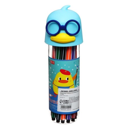 Flomasters of 18 flowers "duck in glasses", in a plastic pencil case, mix-6