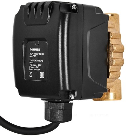 Circulation pump Rommer Comfort, 7 watts, pressure 1.2 m, 8.3 l/min, for hot water, brass body.-1