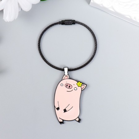 Trick Metal on the cable "Dancing pig with a flower" Emal 9.7 cm-1