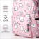 School backpack from textiles on lightning, 3 pockets, pencil case, pink color