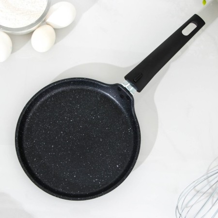 Pancake pan, d = 20 cm, plastic handle, anti -stick coating, dark marble color-1
