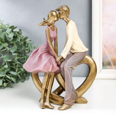 Souvenir Polystone "In love pair - a kiss on the heart" 9x17x22.5 cm