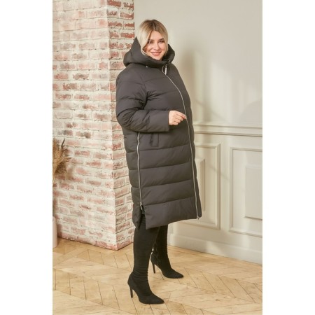 Female coat, size 56, black color-3