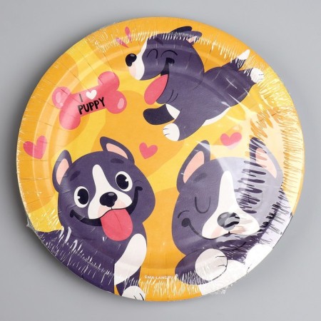 Disposable paper plate "puppy", 18 cm-4