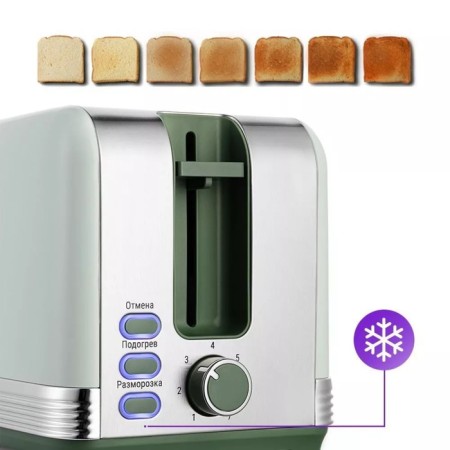 Toster KitFort KT-6070, 930 W, 7 fry modes, 2 toasts, green-1