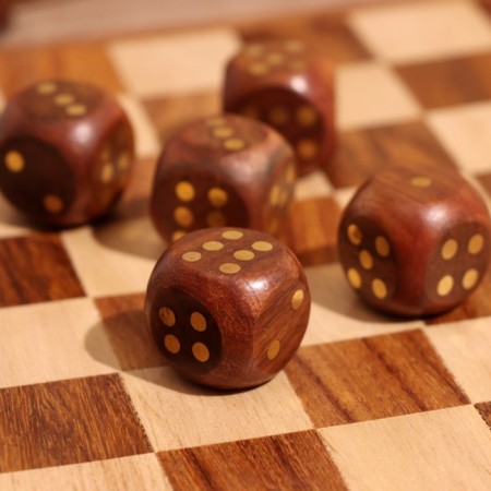 Board game 3V1 (chess + domino + cubes), board 20x20 cm, tree shisham-9