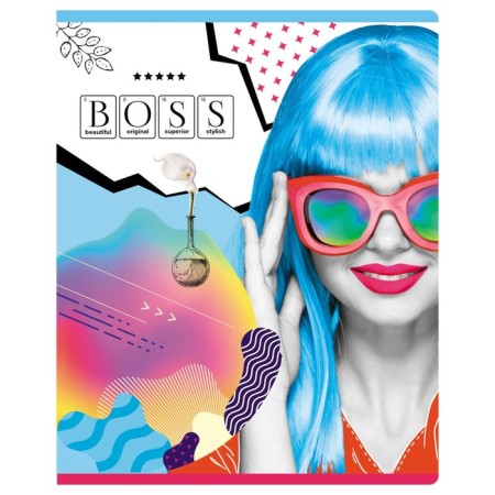 Notebook of 48 sheets in the cup "Cool", cover coated cardboard, glitter, OFSET block, mix-3