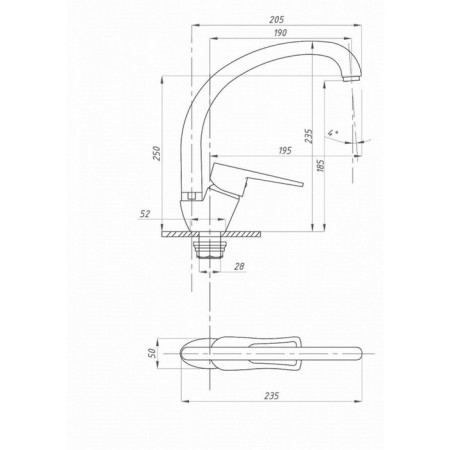 FAUZT FZS-863-129 kitchen mixer, single-leaf, pour 190 mm, chrome-3