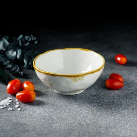 Porcelain shares of Organic Gold, 320 ml, D = 12.5 cm, white color-8
