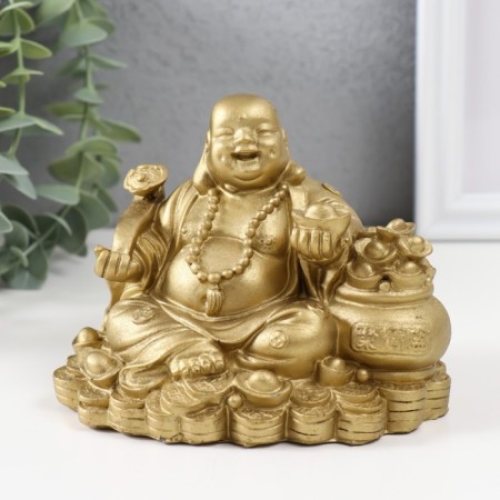 NECKE Polystone for bronze "Hothee with a rod of Jui and its wealth" 12x8.8x9 cm