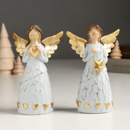 Souvenir Polystone "Faceless Angel with Heart/Star" Gold Mix 4x7.8x12.5 cm