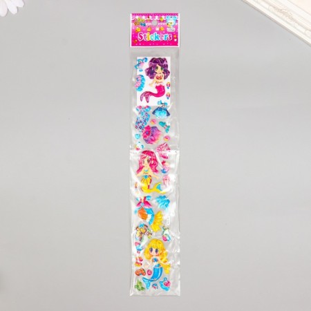 Stick plastic volumetric "mermaids and outfits" with gold stroke mix 33.5x6 cm-3