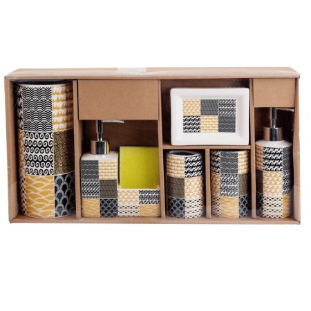 A set of accessories for the bathroom "Geometry", 6 items (soap dish, 2 dispensers for soap, 2 glasses, ruff)-1