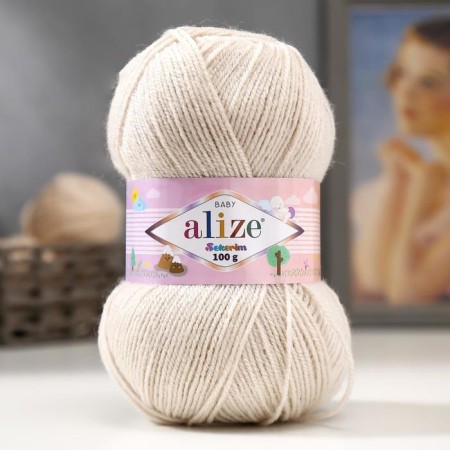 Yarn "Sekerim Baby" 100% acrylic 320m/100g (599 ivory)